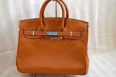 Bolsa Hermes Birkin Caramelo em Couro Ecológico